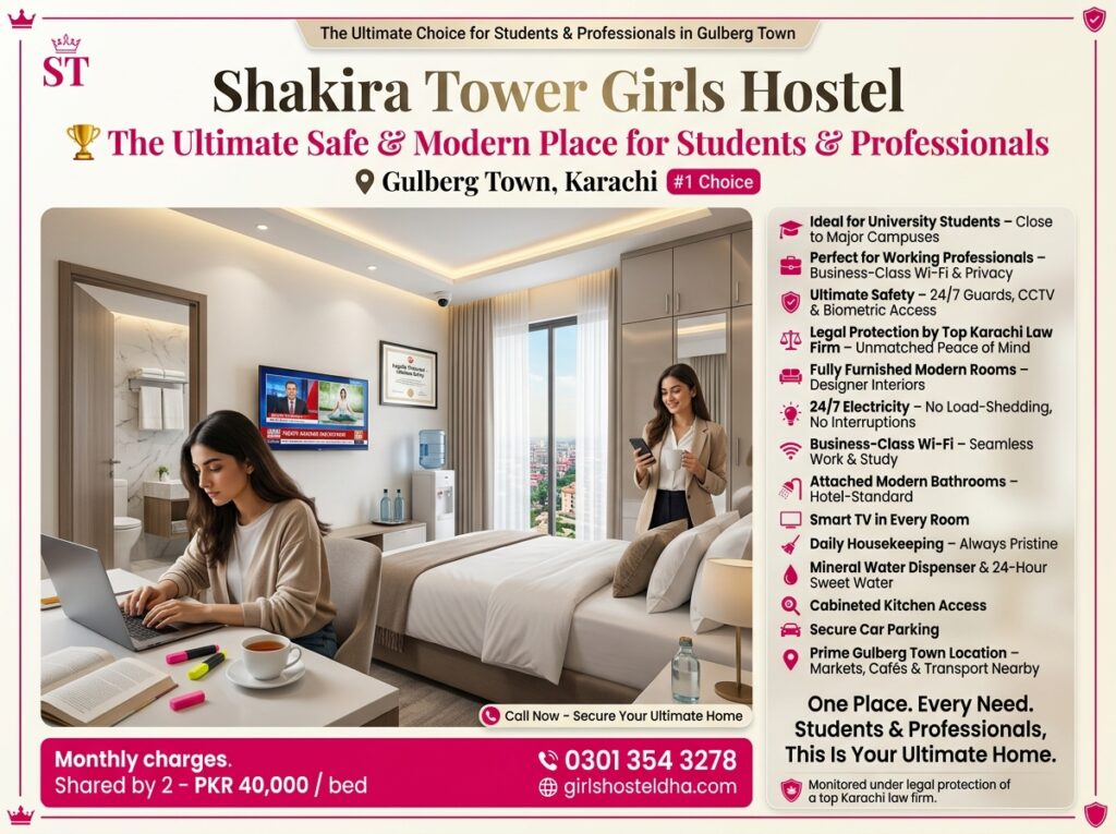 Girls Hostel in Gulberg Town: The Ultimate Safe & Modern Place for Students & Professionals
