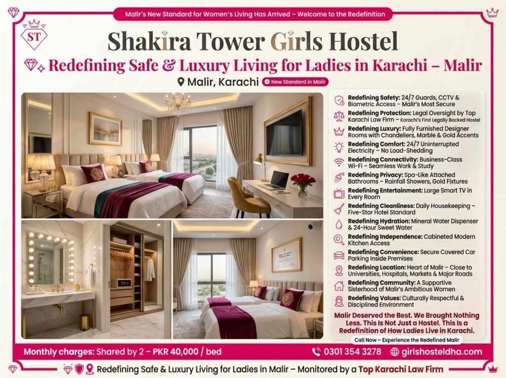 Shakira Tower Girls Hostel Malir Redefining Safe & Luxury Living for Ladies in Karachi