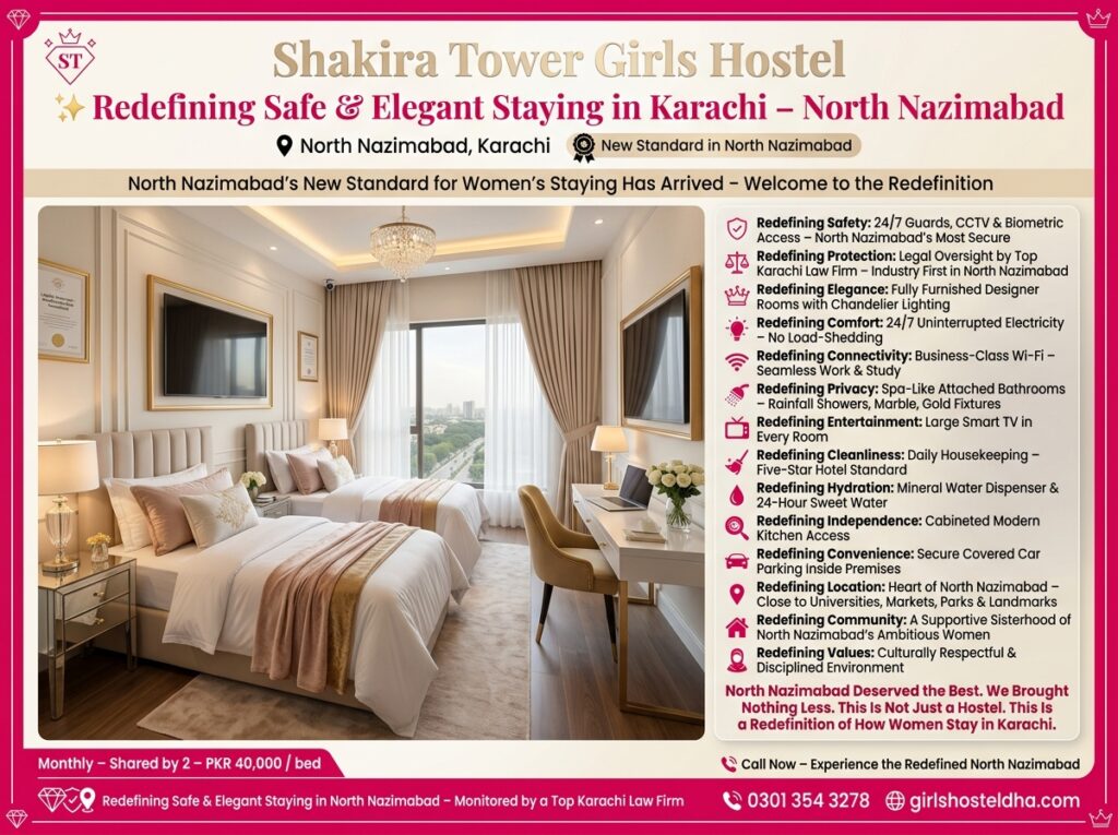 Shakira Tower Girls Hostel North Nazimabad Redefining Safe & Elegant Staying In Karachi
